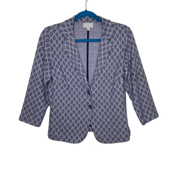 Pure Collection Jackets & Blazers - Pure Collection Blue Geometric Print Button Blazer